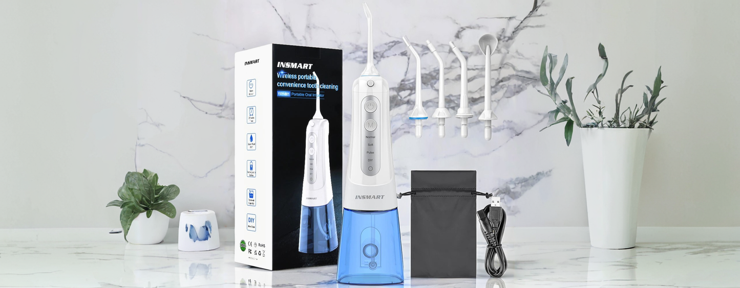 Oral Irrigator Dental Water Flosser Teeth Whitening Waterproof Portable Dental Water Jet Floss 300ML Teeth Cleaner